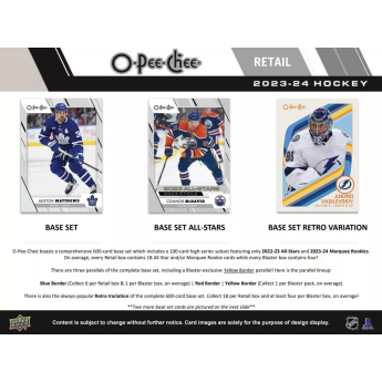 NHL boxy hokejové karty NHL 2023-24 Upper Deck O-Pee-Chee Blaster Box
