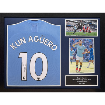 Legendy zarámovaný dres Manchester City FC 2019-2020 Aguero Signed Shirt (Framed)