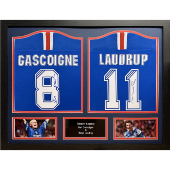 Legendy zarámované dresy Rangers FC 2020-2021 Laudrup & Gascoigne Signed Shirts (Dual Framed)