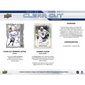 NHL boxy hokejové karty NHL 2022-23 Upper Deck Clear Cut Hobby Box