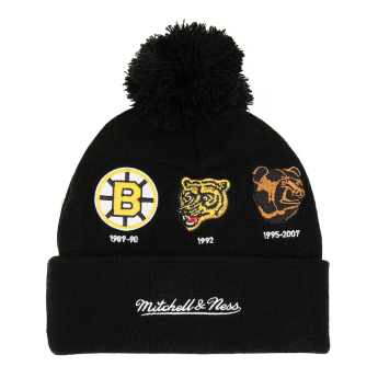 Boston Bruins zimná čiapka 100th Anniversary Collection Timeline Cuffed Knit Hat with Pom - Black