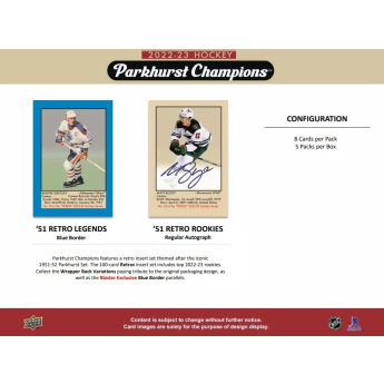 NHL boxy hokejové karty NHL 2022-23 Upper Deck Parkhurst Champions Blaster Box