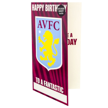 Aston Villa narodeninová pohľadnica so samolepkami Personalised Birthday Card