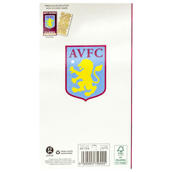 Aston Villa narodeninová pohľadnica so samolepkami Personalised Birthday Card