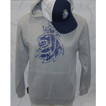 Hokejové reprezentácie detská mikina s kapucňou Czech Ice Hockey grey logo lion patina