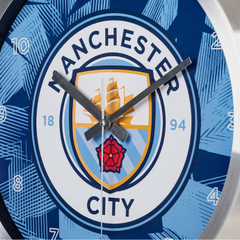 Manchester City nástenné hodiny Geo Metal Wall Clock