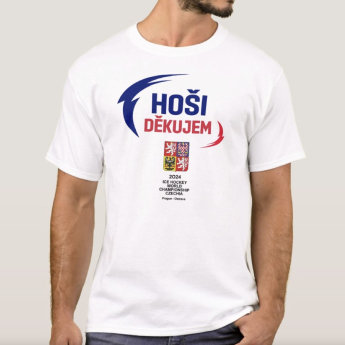 Hokejové reprezentácie pánske tričko HOŠI DĚKUJEM Ice Hockey World Championship Czechia MS 2024 White