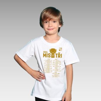 Hokejové reprezentácie detské tričko MISTŘI Ice Hockey World Championship Czechia MS 2024 GOLD EDITION White