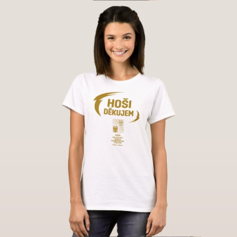 Hokejové reprezentácie dámske tričko HOŠI DĚKUJEM Ice Hockey World Championship Czechia MS 2024 GOLD EDITION White