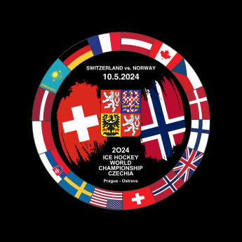Hokejové reprezentácie puk Ice Hockey World Championship Czechia MS 2024 Dueling 10.5.2024 Switzerland vs. Norway