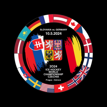 Hokejové reprezentácie puk Ice Hockey World Championship Czechia MS 2024 Dueling 10.5.2024 Slovakia vs. Germany