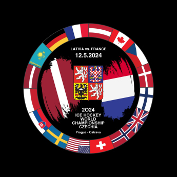 Hokejové reprezentácie puk Ice Hockey World Championship Czechia MS 2024 Dueling 12.5.2024 Latvia vs. France