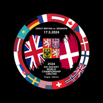 Hokejové reprezentácie puk Ice Hockey World Championship Czechia MS 2024 Dueling 17.5.2024 Great Britain vs. Denmark