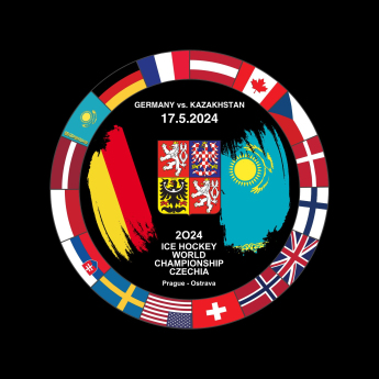 Hokejové reprezentácie puk Ice Hockey World Championship Czechia MS 2024 Dueling 17.5.2024 Germany vs. Kazakhstan