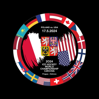 Hokejové reprezentácie puk Ice Hockey World Championship Czechia MS 2024 Dueling 17.5.2024 Poland vs. USA
