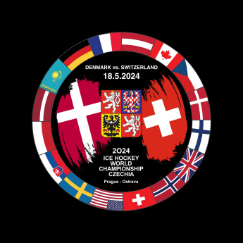 Hokejové reprezentácie puk Ice Hockey World Championship Czechia MS 2024 Dueling 18.5.2024 Denmark vs. Switzerland