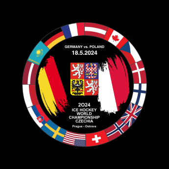 Hokejové reprezentácie puk Ice Hockey World Championship Czechia MS 2024 Dueling 18.5.2024 Germany vs. Poland
