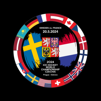 Hokejové reprezentácie puk Ice Hockey World Championship Czechia MS 2024 Dueling 20.5.2024 Sweden vs. France