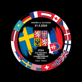 Hokejové reprezentácie puk Ice Hockey World Championship Czechia MS 2024 Dueling 21.5.2024 Sweden vs. Slovakia