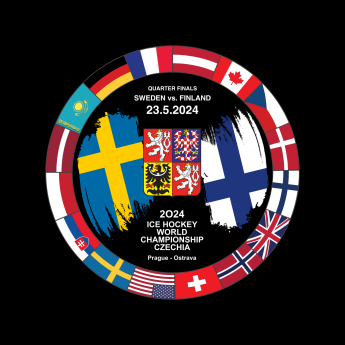 Hokejové reprezentácie puk Ice Hockey World Championship Czechia MS 2024 Dueling 23.5.2024 Sweden vs. Finland