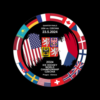 Hokejové reprezentácie puk Ice Hockey World Championship Czechia MS 2024 Dueling 23.5.2024 USA vs. Czechia