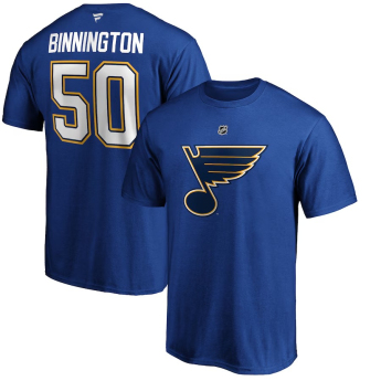 St. Louis Blues pánske tričko Jordan Binnington #50 Stack Logo Name & Number