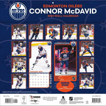 Edmonton Oilers kalendár Connor McDavid #97 2025 Wall Calendar
