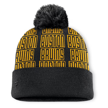 Boston Bruins zimná čiapka Fundamental Empty Net Cuffed Knit Hat with Pom Black