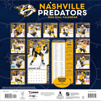 Nashville Predators kalendár 2025 Wall Calendar