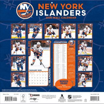 New York Islanders kalendár 2025 Wall Calendar