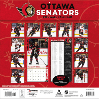 Ottawa Senators kalendár 2025 Wall Calendar