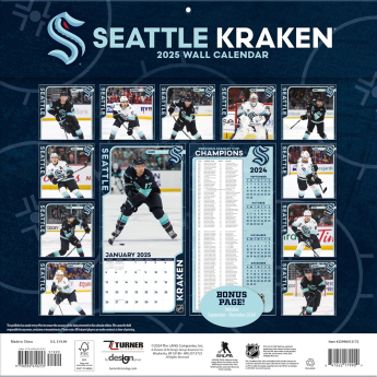 Seattle Kraken kalendár 2025 Wall Calendar