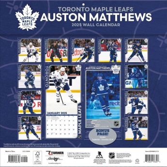 Toronto Maple Leafs kalendár #34 Auston Matthews 2025 Wall Calendar