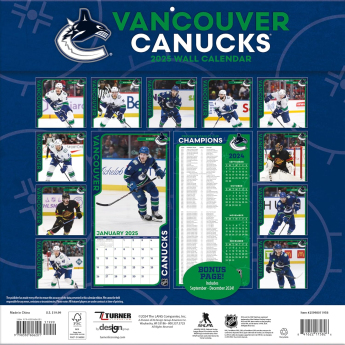 Vancouver Canucks kalendár 2025 Wall Calendar