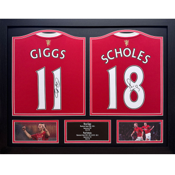 Legendy zarámované dresy Manchester United FC 2021-2022 Giggs & Scholes Signed Shirts (Dual Framed)