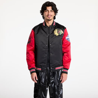 Chicago Blackhawks pánska bunda Primetime Heavyweight Satin Jacket Current Logo