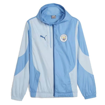 Manchester City pánska bunda s kapucňou Pre-Match blue