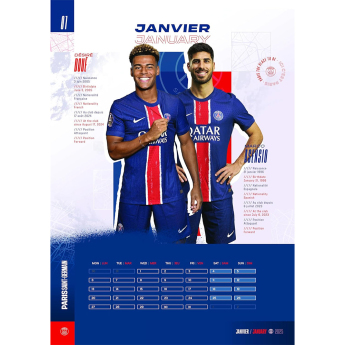 Paris Saint Germain kalendár 2025