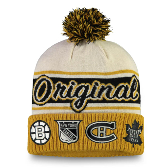 Hokejové reprezentácie zimná čiapka Original 6 Refresh Cuffed Knit Hat with Pom - Tan