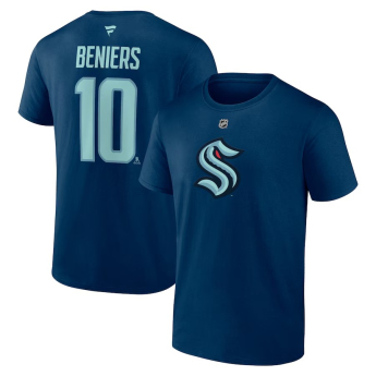 Seattle Kraken pánske tričko Matty Beniers #10 Stack Logo Name & Number
