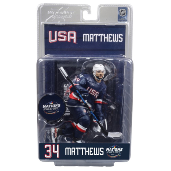 Hokejové reprezentácie figúrka Auston Matthews #34  Face-Off Team USA 7” Figure SportsPicks