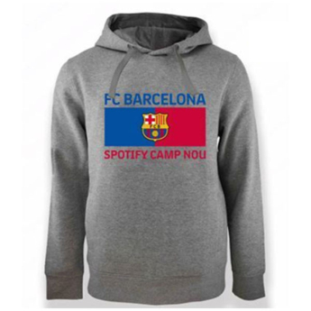 FC Barcelona pánska mikina s kapucňou Bandera grey