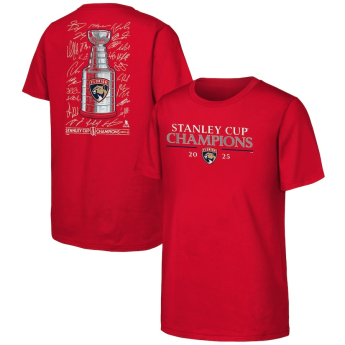 Florida Panthers detské tričko 2025 Stanley Cup Champions Signature Roster red