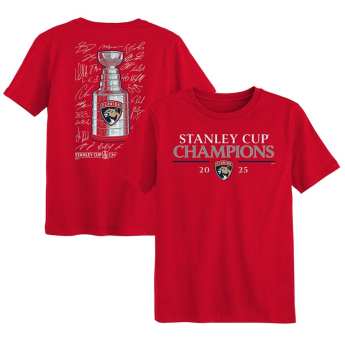 Florida Panthers detské tričko 2025 Stanley Cup Champions Signature Roster red
