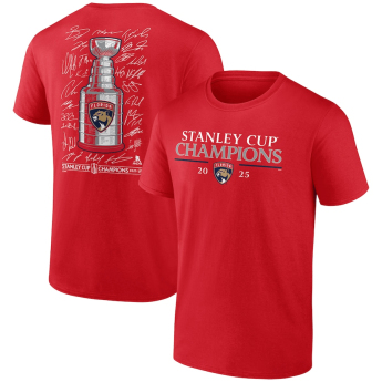 Florida Panthers pánske tričko 2025 Stanley Cup Champions Signature Roster red