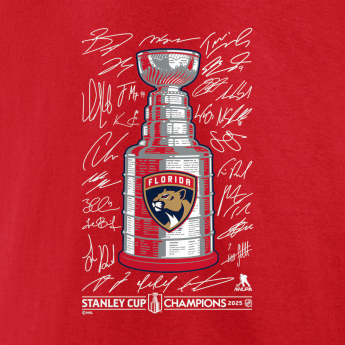 Florida Panthers pánske tričko 2025 Stanley Cup Champions Signature Roster red