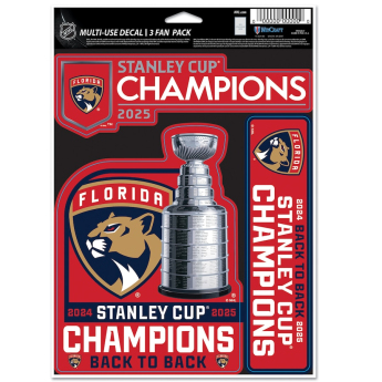 Florida Panthers set samolepiek 2025 Stanley Cup Champions 3-Pack Fan