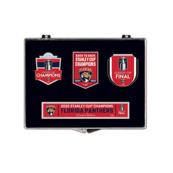 Florida Panthers set odznáčikov 2025 Stanley Cup Champions Three-Piece Collector Pin Set