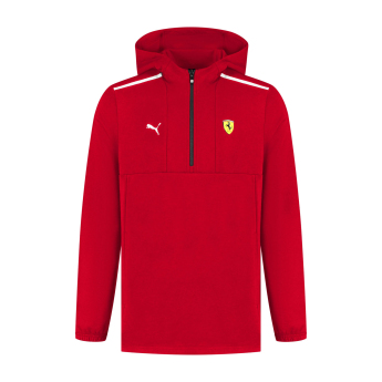 Ferrari pánska mikina s kapucňou 1/4 Zip red F1 Team 2025