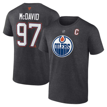 Edmonton Oilers pánske tričko Connor McDavid #97 Edmonton Oilers Authentic Stack Name & Number charcoal